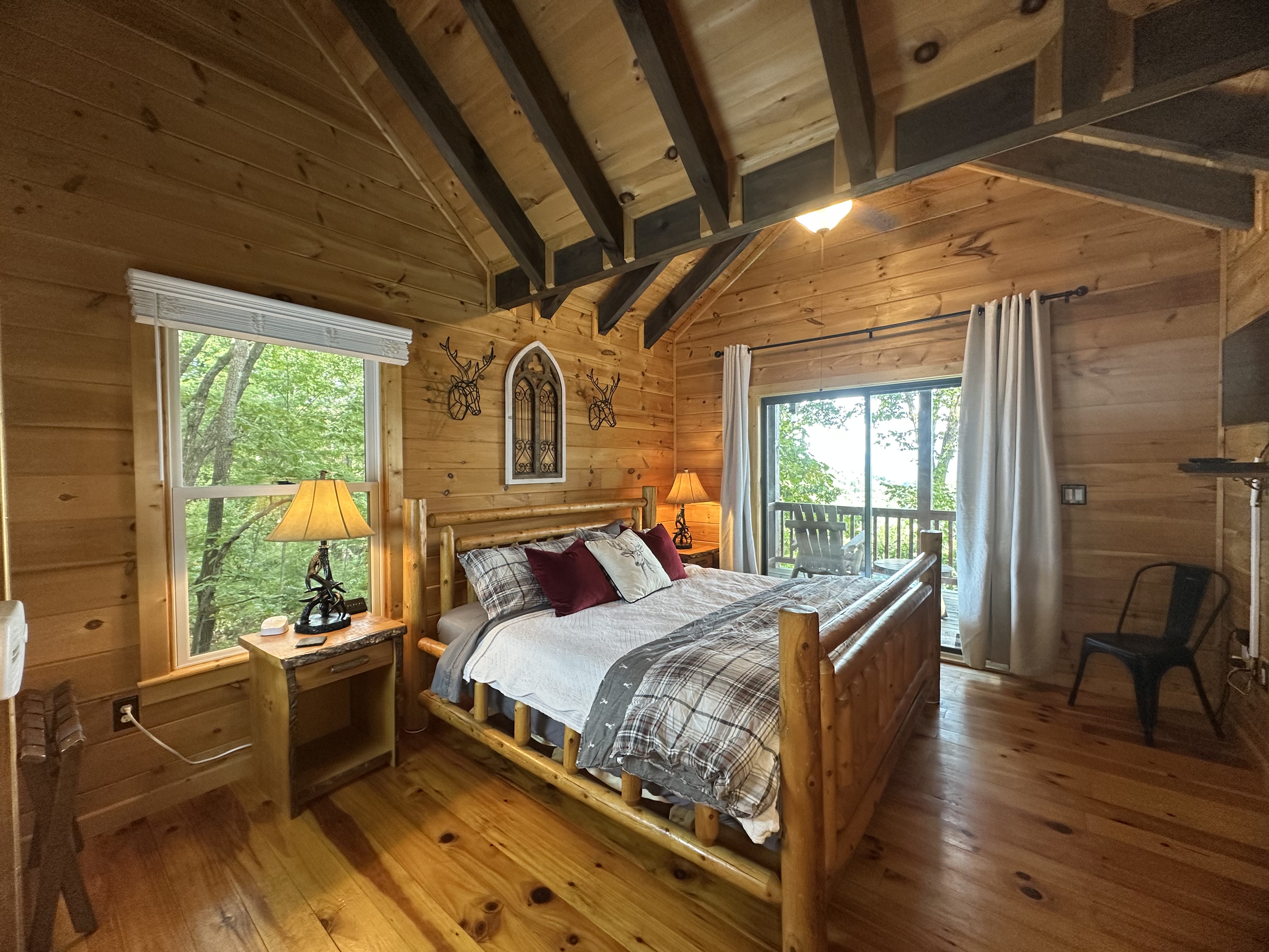 The upper king suite gives you a private retreat tucked above the main level.